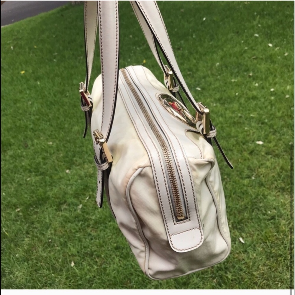 Gucci White Patent Leather Britt Boston Satchel Bag - Picture 5 of 8